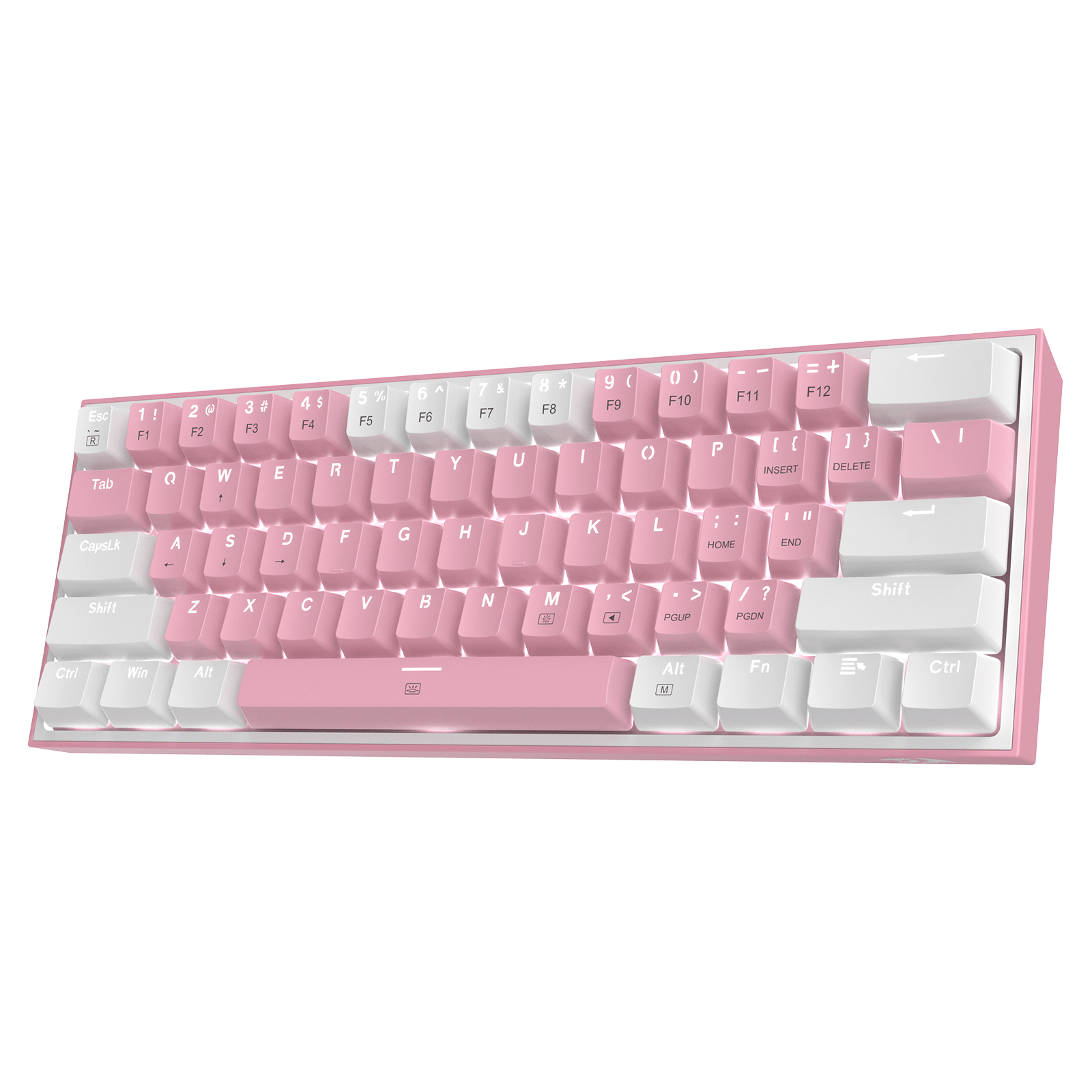 Compact pink gaming keyboard layout