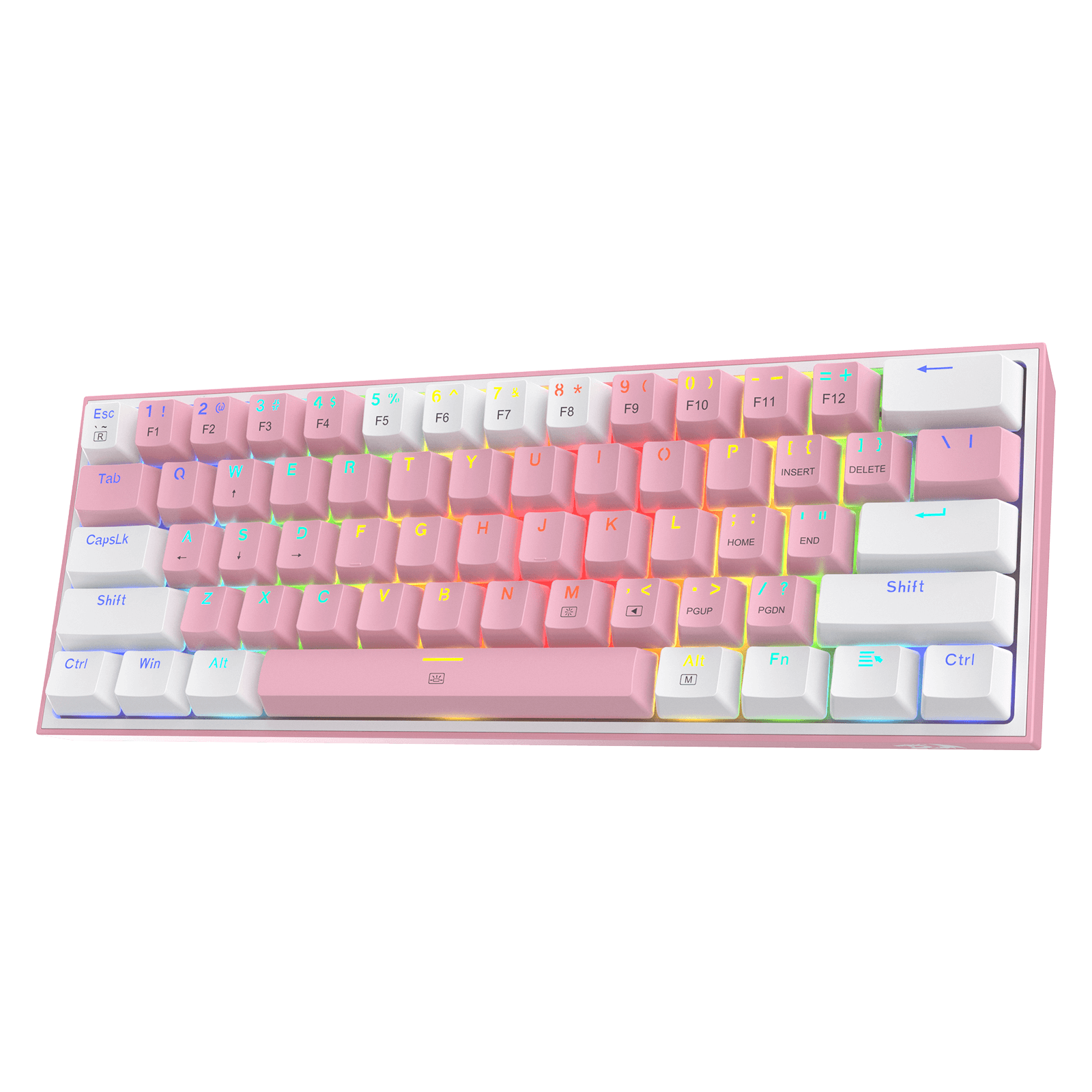 Pink mechanical keyboard close-up