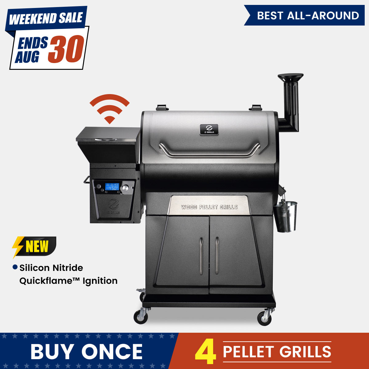 Close-up view of the 700D4E pellet grill