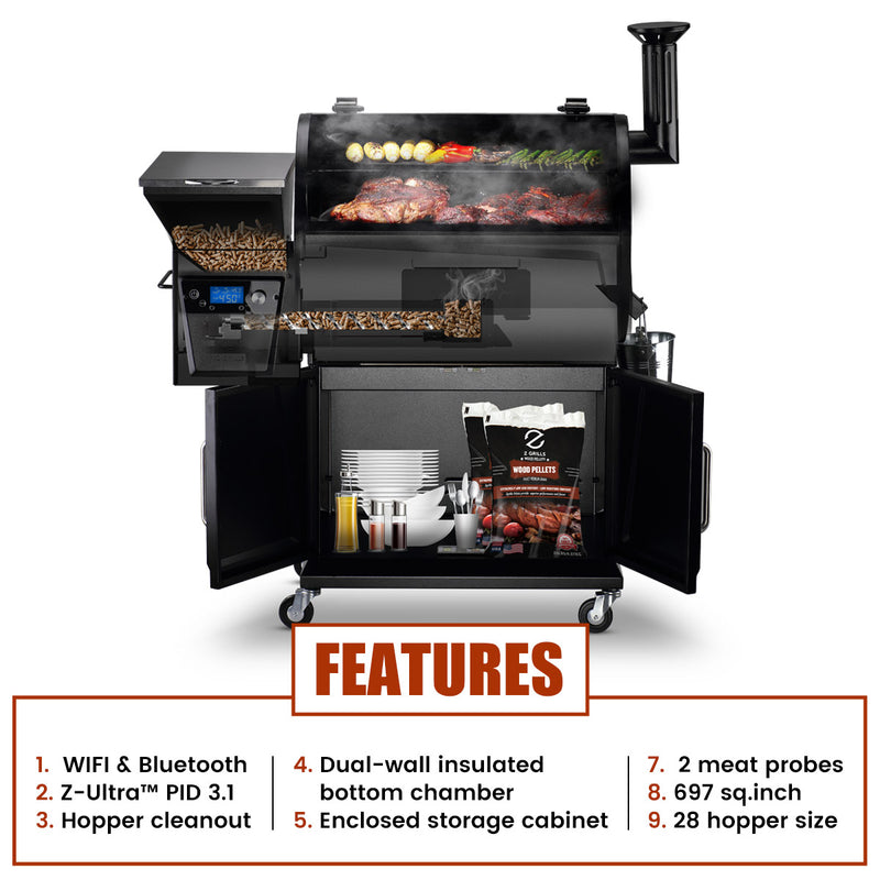 Z Grills 700D4E cooking area and cabinet