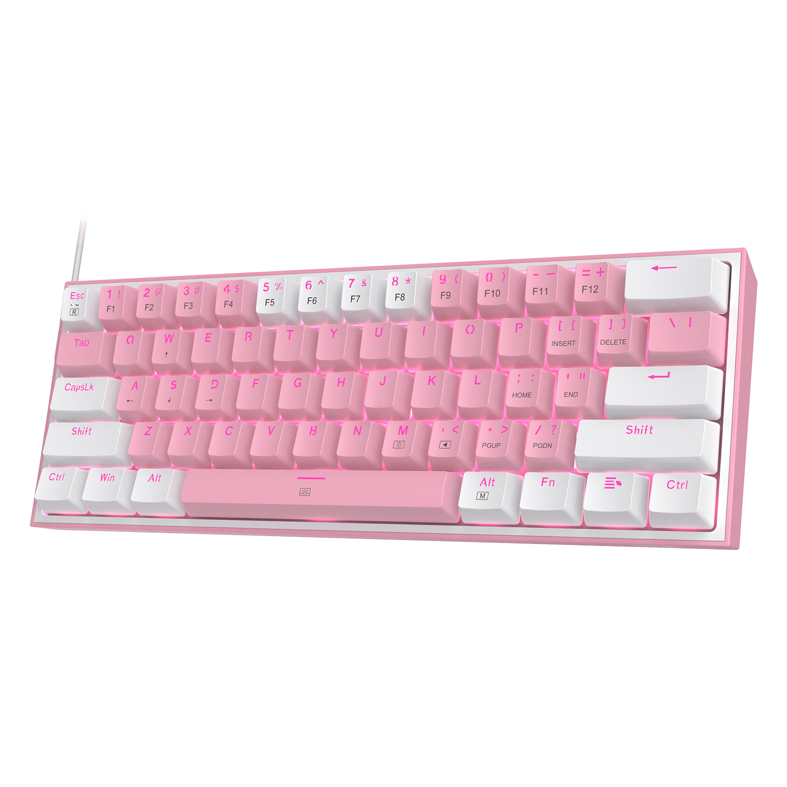 Pink keyboard with RGB lighting